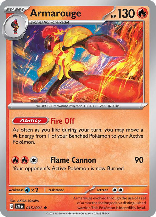 Armarouge - 015/091 - Reverse Holofoil 015/091 Paldean Fates | Rare Pokemon Card