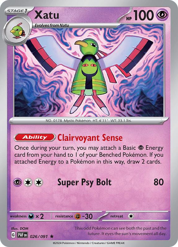 Xatu - 026/091 - Reverse Holofoil 026/091 Paldean Fates | Rare Pokemon Card