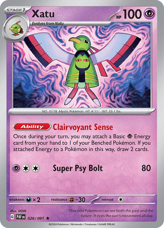 Xatu - 026/091 - Reverse Holofoil 026/091 Paldean Fates | Rare Pokemon Card
