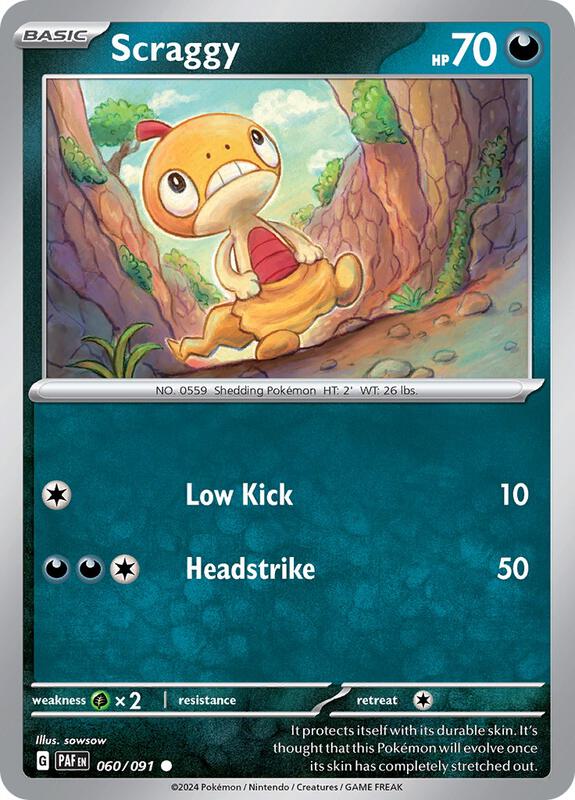 Scraggy - Reverse Holofoil 060/091 Paldean Fates | Common Pokemon Card