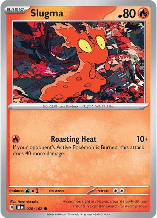 Slugma - Reverse Holofoil 028/162 Temporal Forces | Common Pokemon Card