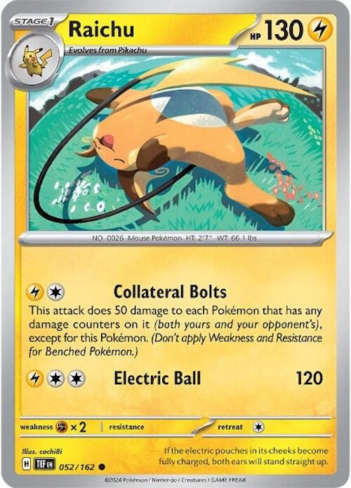 Raichu - Normal 052/162 Temporal Forces | Common Pokemon Card