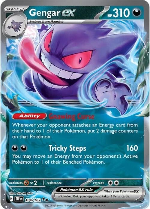 Gengar ex - 104/162 - Holofoil 104/162 Temporal Forces | Double Rare Pokemon Card