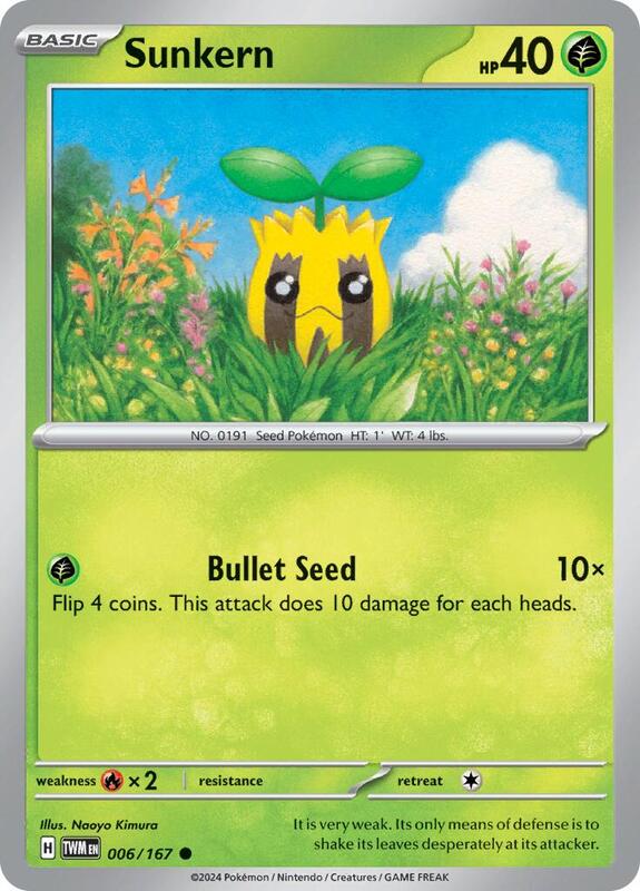 Sunkern - Reverse Holofoil 006/167 Twilight Masquerade | Common Pokemon Card
