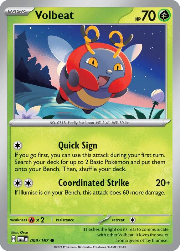 Volbeat - Reverse Holofoil 009/167 Twilight Masquerade | Common Pokemon Card