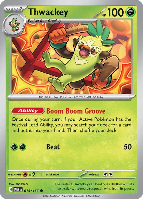 Thwackey - Normal 015/167 Twilight Masquerade | Common Pokemon Card