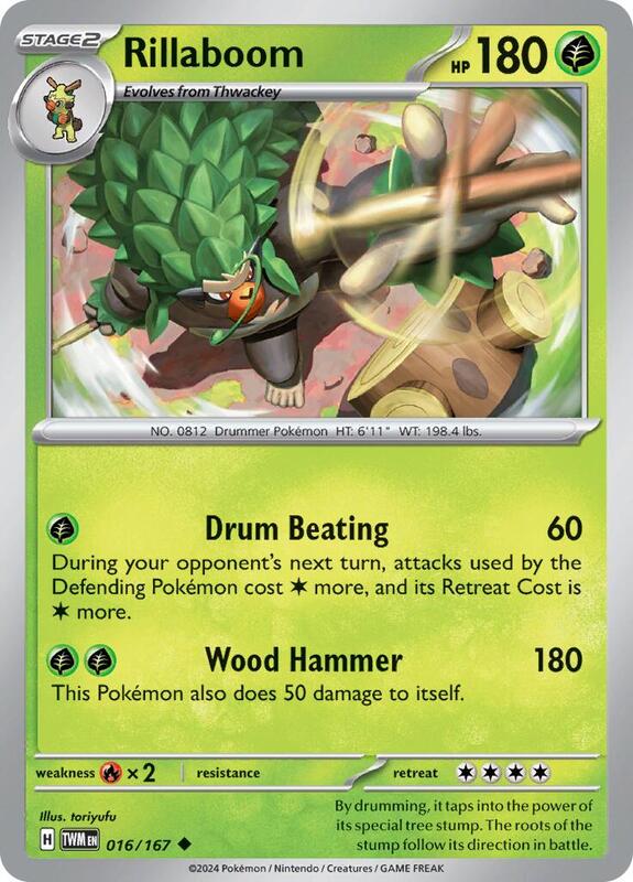 Rillaboom - Reverse Holofoil 016/167 Twilight Masquerade | Uncommon Pokemon Card