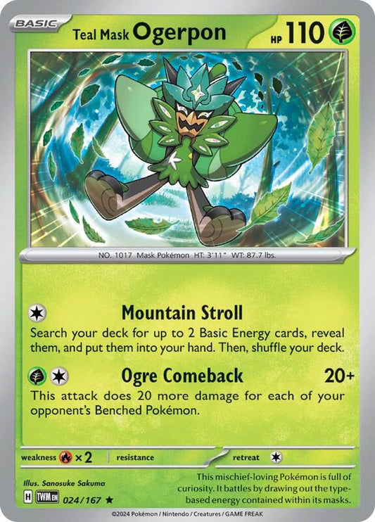 Teal Mask Ogerpon - Holofoil 024/167 Twilight Masquerade | Rare Pokemon Card