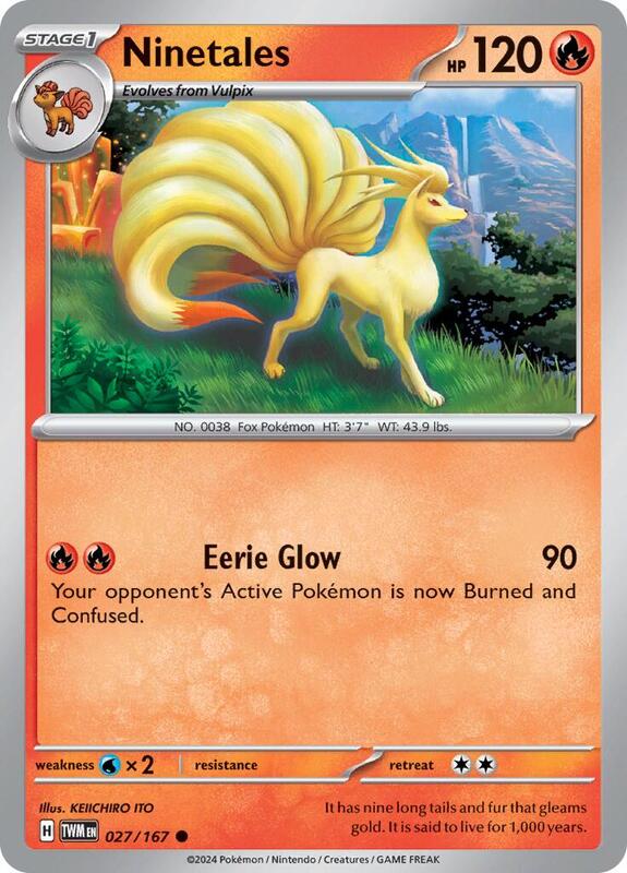 Ninetales - Reverse Holofoil 027/167 Twilight Masquerade | Common Pokemon Card