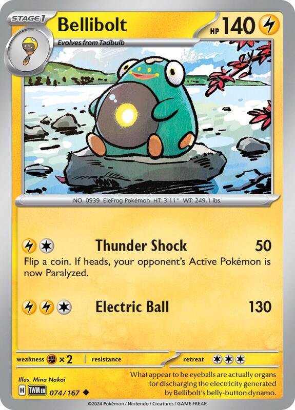 Bellibolt - Reverse Holofoil 074/167 Twilight Masquerade | Uncommon Pokemon Card