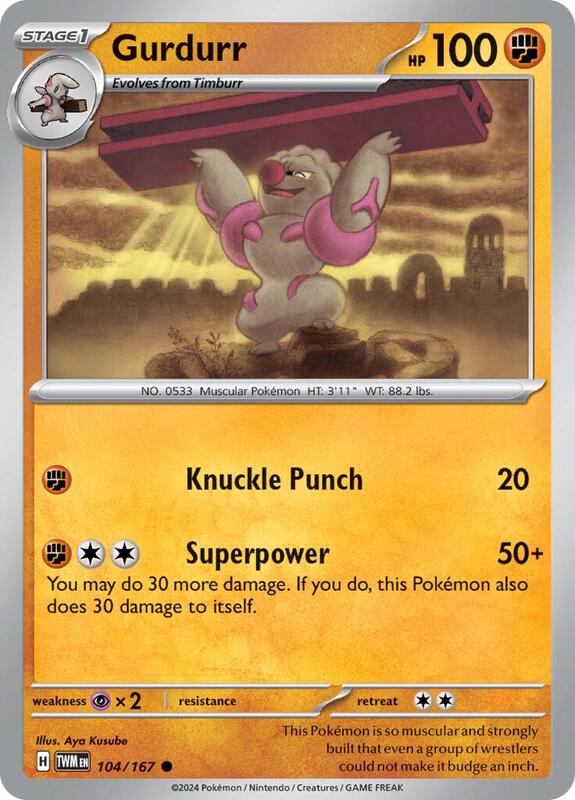 Gurdurr - Normal 104/167 Twilight Masquerade | Common Pokemon Card