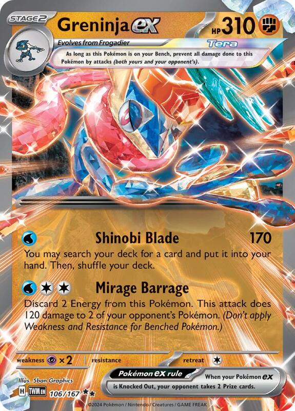 Greninja ex - 106/167 - Holofoil 106/167 Twilight Masquerade | Double Rare Pokemon Card