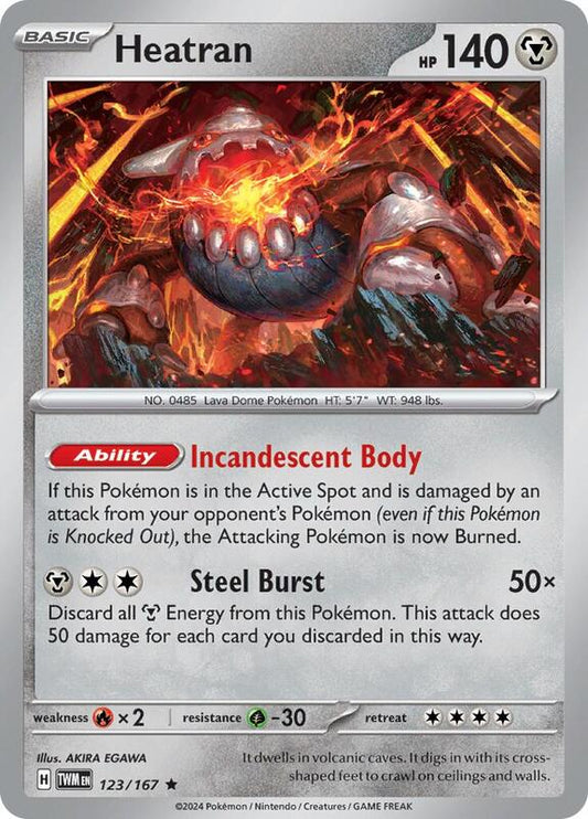 Heatran - Reverse Holofoil 123/167 Twilight Masquerade | Rare Pokemon Card