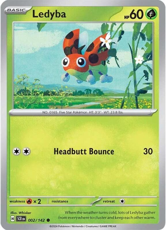 Ledyba - Reverse Holofoil 002/142 Stellar Crown | Common Pokemon Card