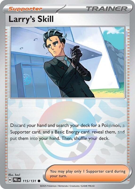 Larry's Skill - 115/131 (Poke Ball Pattern) - Holofoil 115/131 Prismatic Evolutions | Common Trainer Card