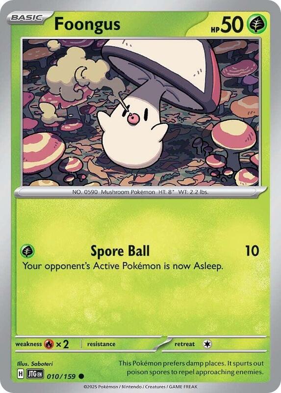 Foongus - Normal 010/159 Journey Together | Common Pokemon Card