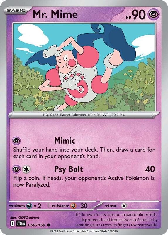 Mr. Mime - Normal 058/159 Journey Together | Common Pokemon Card