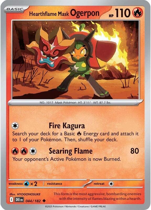 Hearthflame Mask Ogerpon - Reverse Holofoil 044/182 Destined Rivals | PokePursuitTCG Hearthflame Mask Ogerpon - Reverse Holofoil 044/182 Destined Rivals | PokePursuitTCG