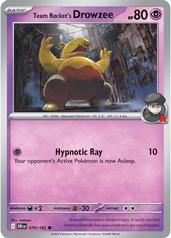 Team Rocket's Drowzee - Reverse Holofoil 079/182 Destined Rivals | Common Pokemon Card