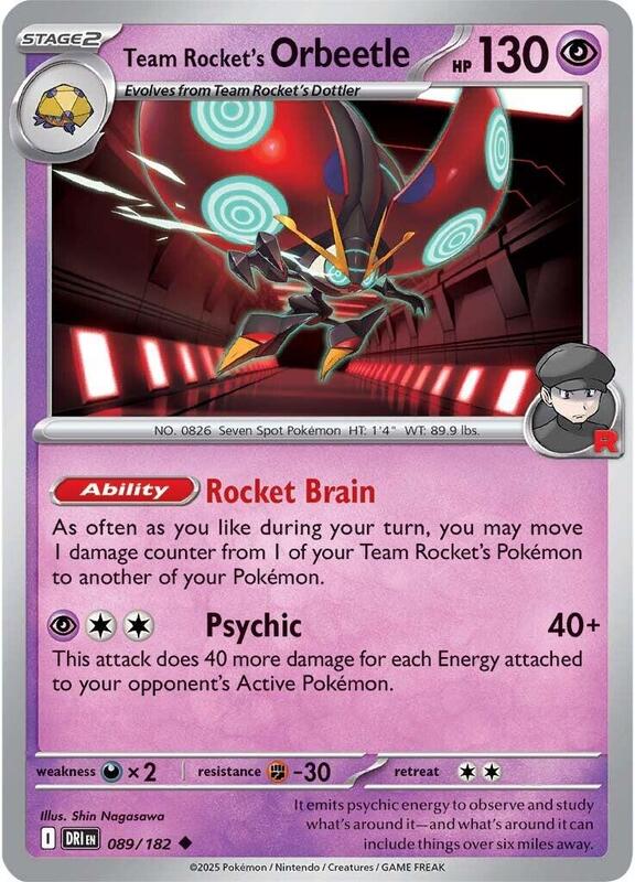 Team Rocket's Orbeetle - 089/182 - Reverse Holofoil 089/182 Destined Rivals | Uncommon Pokemon Card