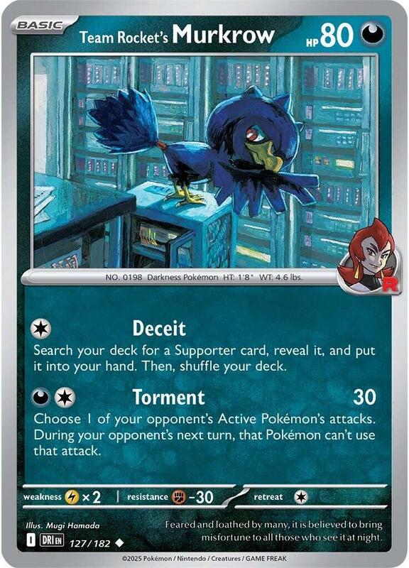 Team Rocket's Murkrow - 127/182 - Reverse Holofoil 127/182 Destined Rivals | Uncommon Pokemon Card