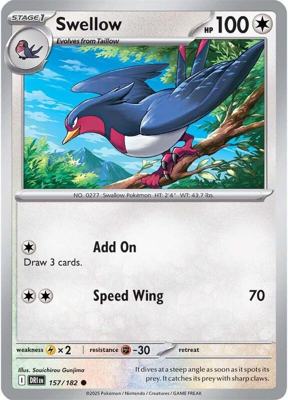 Swellow - Reverse Holofoil 157/182 Destined Rivals | Common Pokemon Card