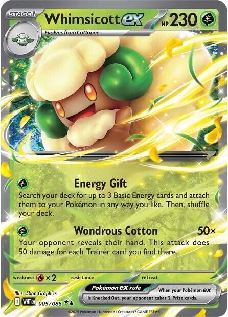 Whimsicott ex - Holofoil 005/086 White Flare | Double Rare Pokemon Card