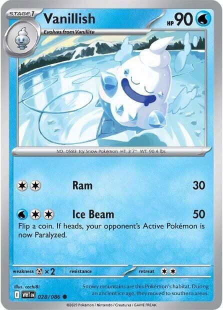 Vanillish - Reverse Holofoil 028/086 White Flare | Common Pokemon Card