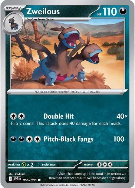 Zweilous - Reverse Holofoil 066/086 White Flare | Common Pokemon Card