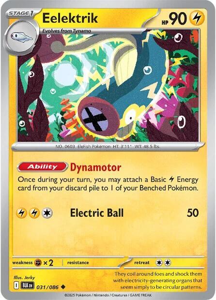Eelektrik - Reverse Holofoil 031/086 Black Bolt | Uncommon Pokemon Card