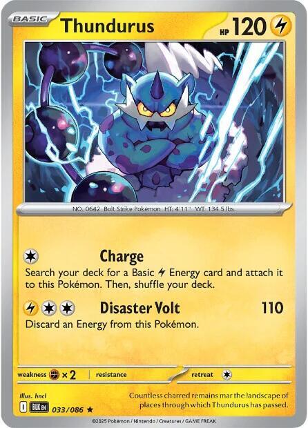 Thundurus - Holofoil 033/086 Black Bolt | Rare Pokemon Card