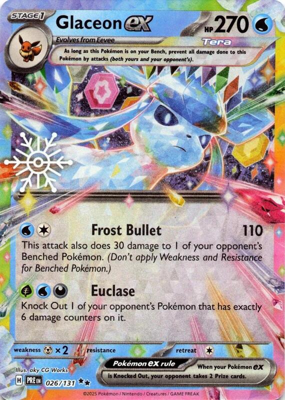 Glaceon ex - 026/131 (Holiday Calendar) - Holofoil 026/131 Prismatic Evolutions | Double Rare Pokemon Card