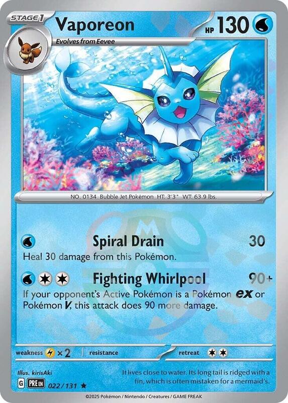Vaporeon (Master Ball Pattern) - Holofoil 022/131 Prismatic Evolutions | Rare Pokemon Card