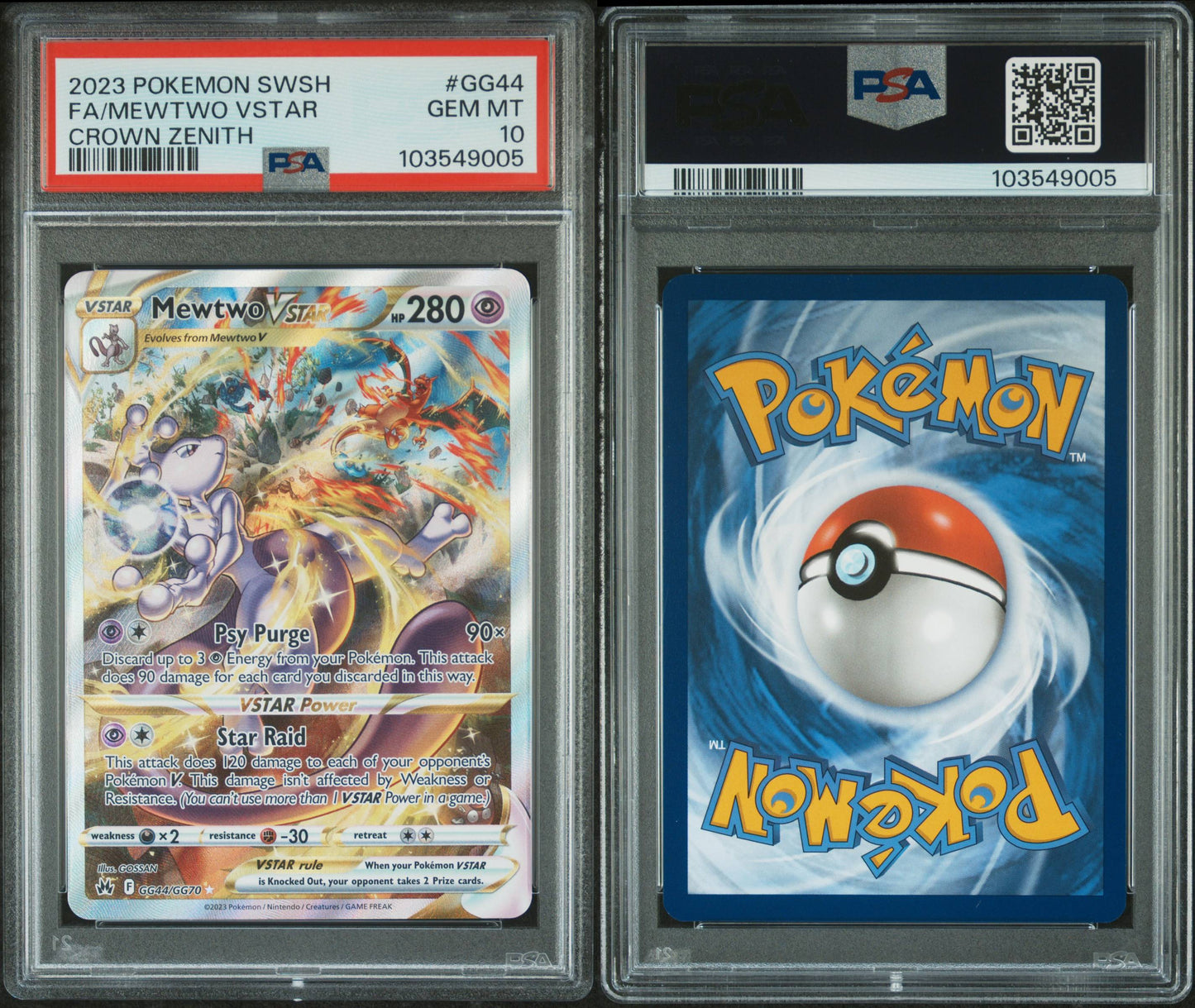 PSA 10 Mewtwo VSTAR Full Art #GG44 | Sword & Shield Crown Zenith