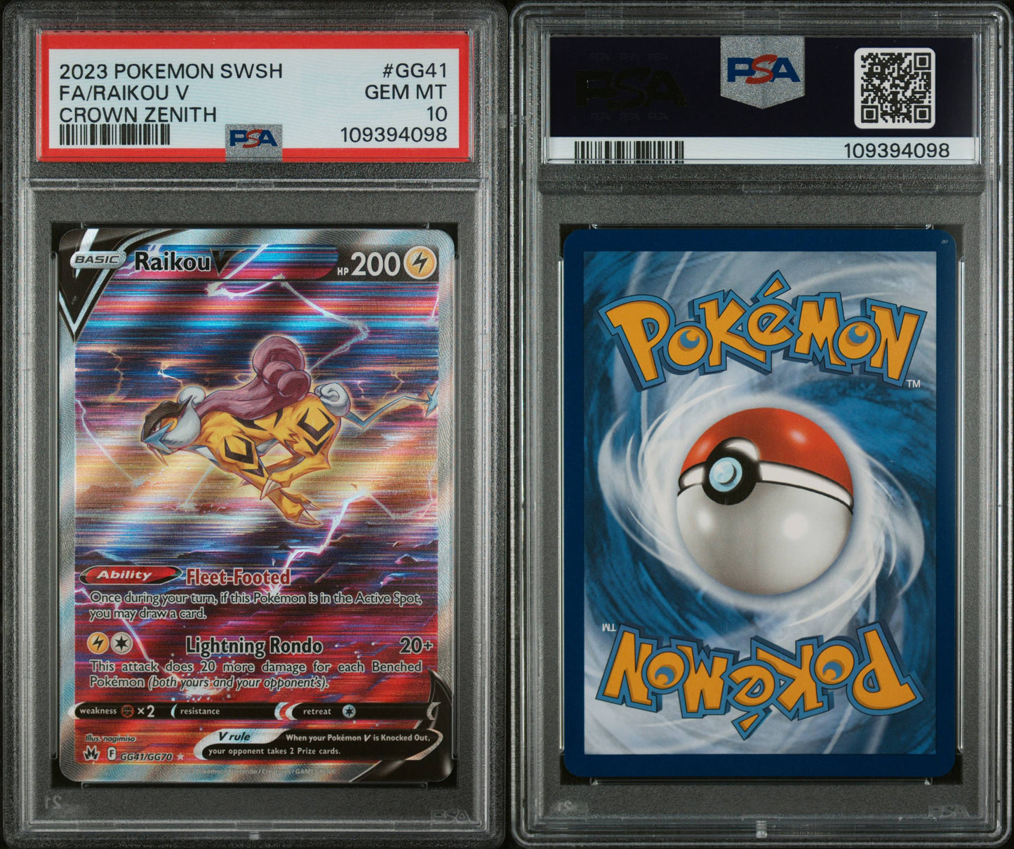 PSA 10 Raikou V Full Art #GG41 | Sword & Shield Crown Zenith