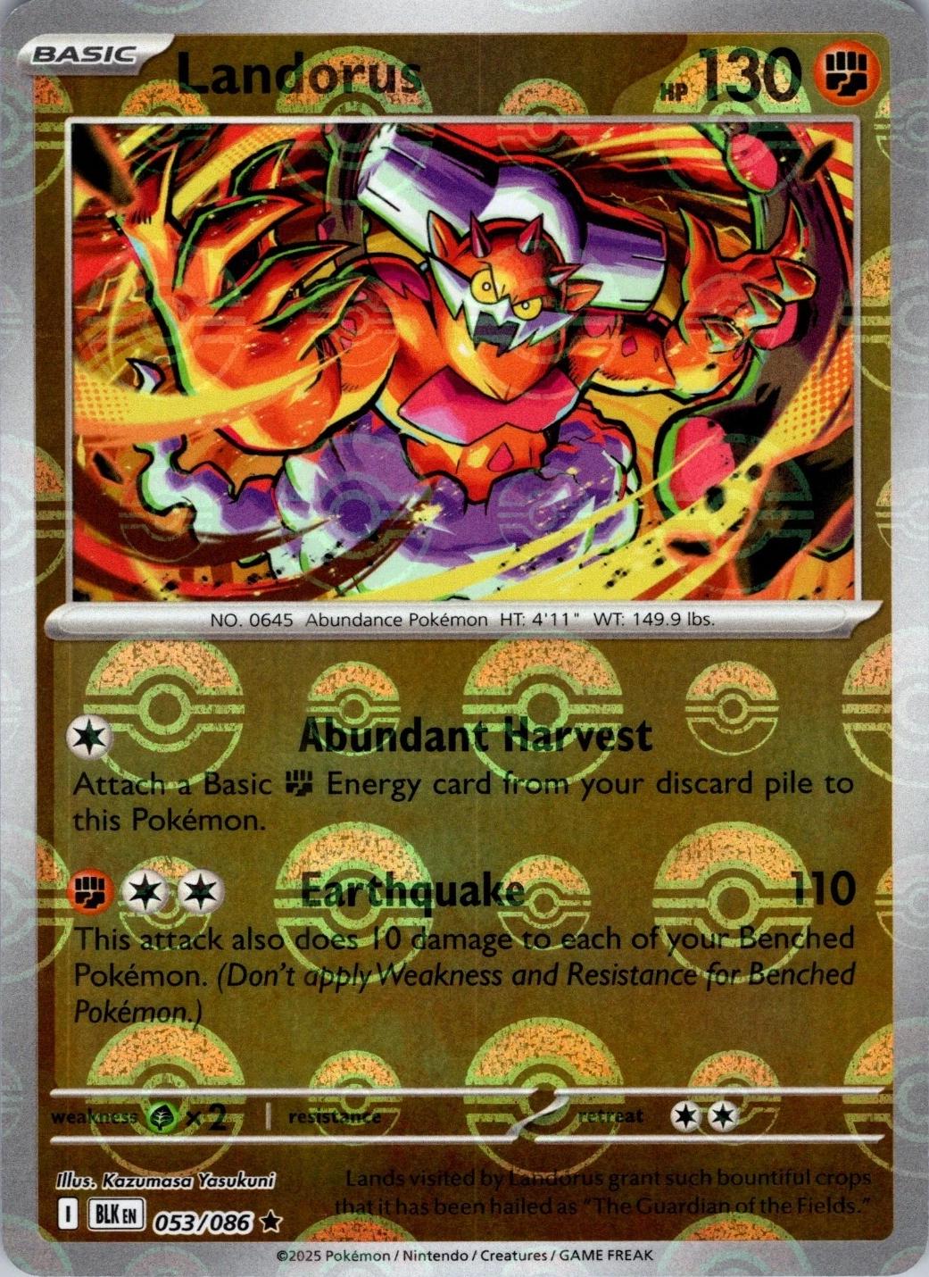Landorus (Poke Ball Pattern) - Holofoil 053/086 Black Bolt | Rare Pokemon Card