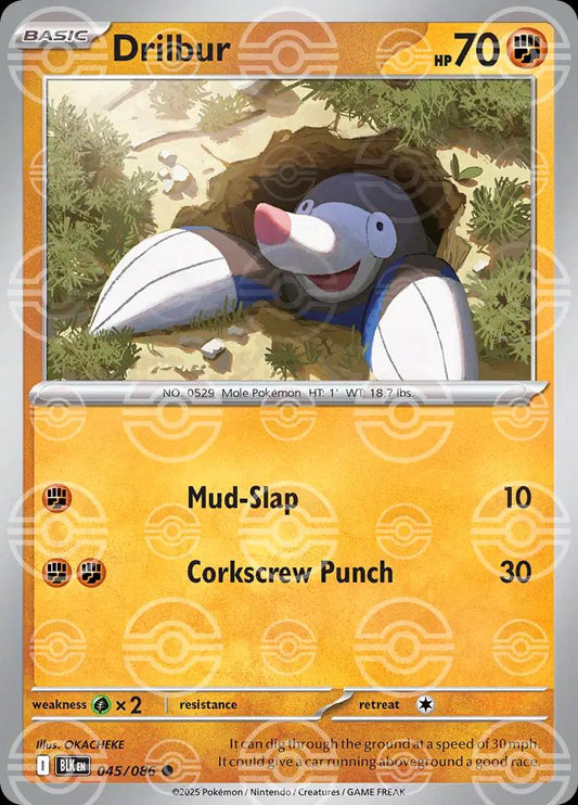 Drilbur (Poke Ball Pattern) - Holofoil 045/086 Black Bolt | Common Pokemon Card