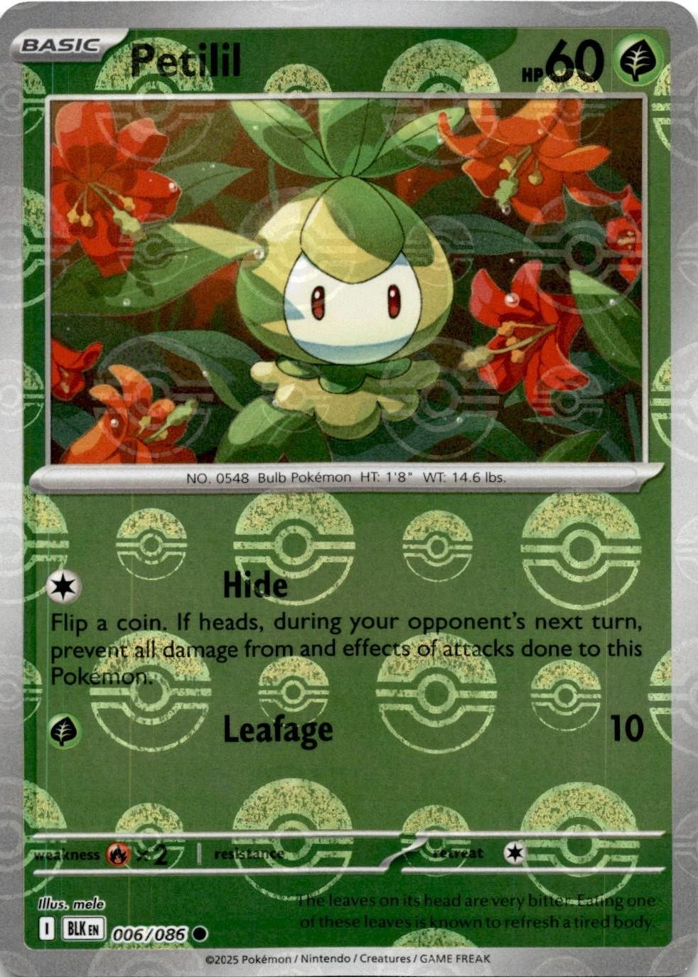 Petilil (Poke Ball Pattern) - Holofoil 006/086 Black Bolt | Common Pokemon Card