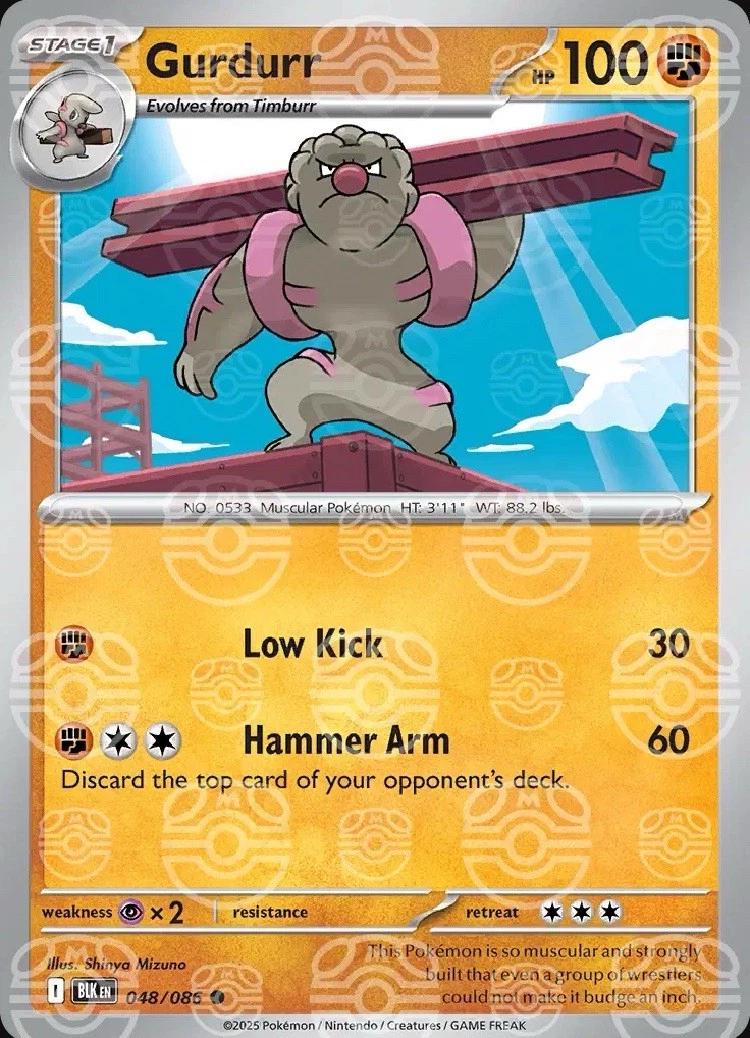 Gurdurr (Master Ball Pattern) - Holofoil 048/086 Black Bolt | Common Pokemon Card