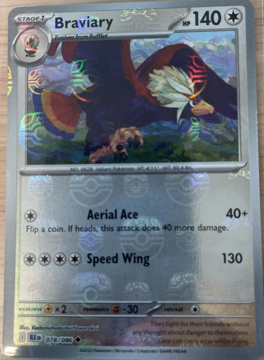Braviary (Master Ball Pattern) - Holofoil 078/086 Black Bolt | Uncommon Pokemon Card