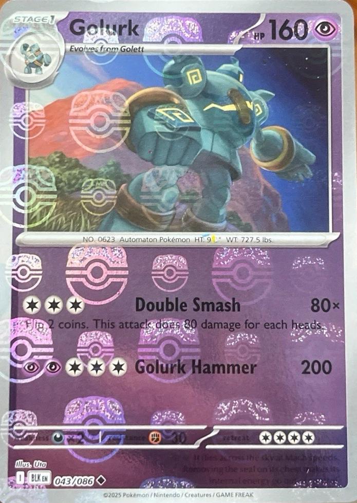 Golurk (Master Ball Pattern) - Holofoil 043/086 Black Bolt | Uncommon Pokemon Card