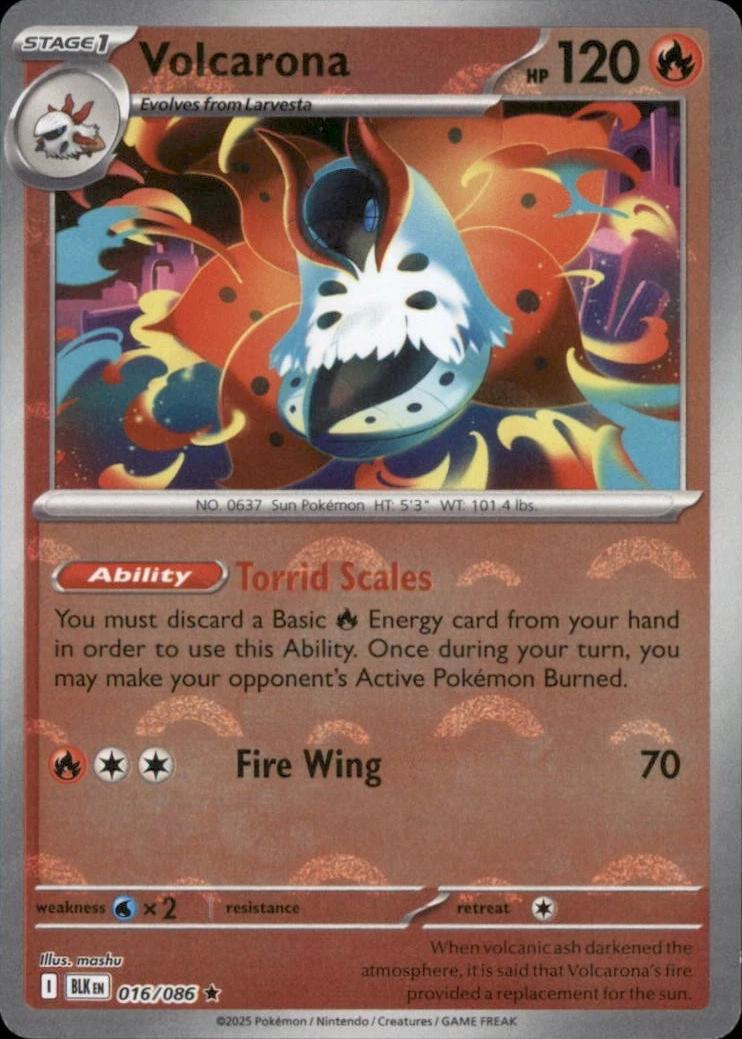 Volcarona (Poke Ball Pattern) - Holofoil 016/086 Black Bolt | Rare Pokemon Card