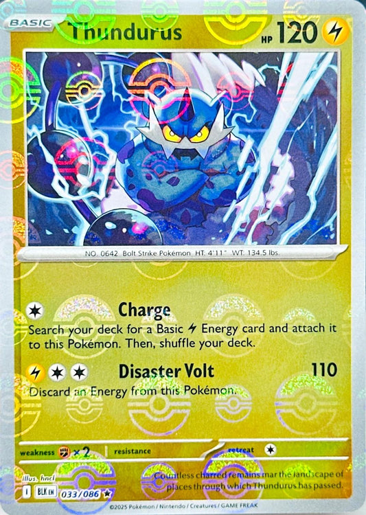 Thundurus (Poke Ball Pattern) - Holofoil 033/086 Black Bolt | Rare Pokemon Card