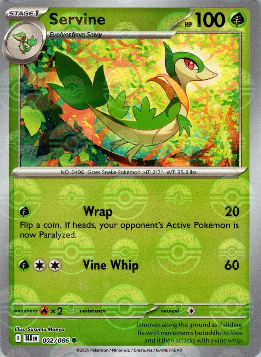 Servine (Poke Ball Pattern) - Holofoil 002/086 Black Bolt | Common Pokemon Card