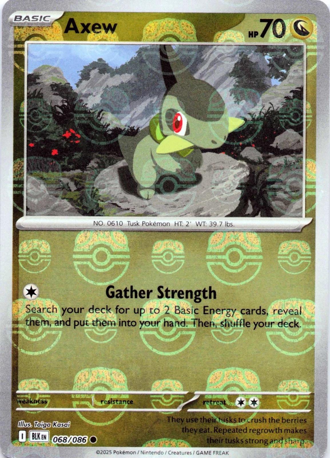 Axew (Master Ball Pattern) - Holofoil 068/086 Black Bolt | Common Pokemon Card