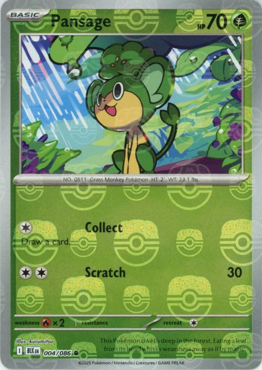 Pansage (Master Ball Pattern) - Holofoil 004/086 Black Bolt | Common Pokemon Card