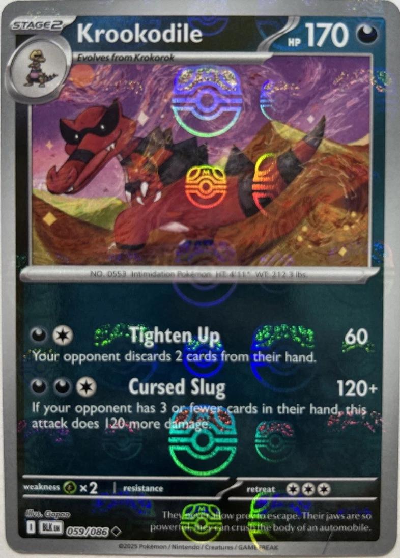Krookodile (Master Ball Pattern) - Holofoil 059/086 Black Bolt | Uncommon Pokemon Card