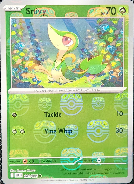 Snivy (Master Ball Pattern) - Holofoil 001/086 Black Bolt | Common Pokemon Card