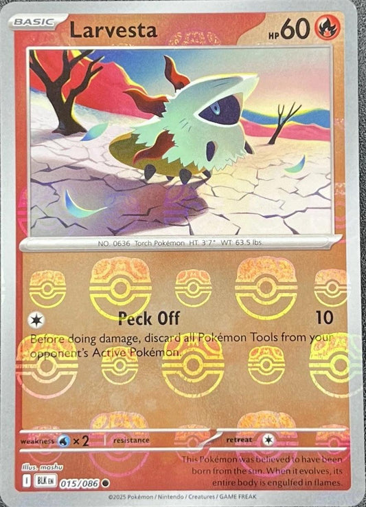 Larvesta (Master Ball Pattern) - Holofoil 015/086 Black Bolt | Common Pokemon Card