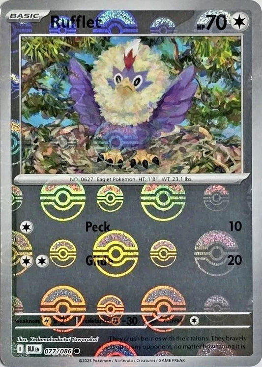 Rufflet (Poke Ball Pattern) - Holofoil 077/086 Black Bolt | Common Pokemon Card